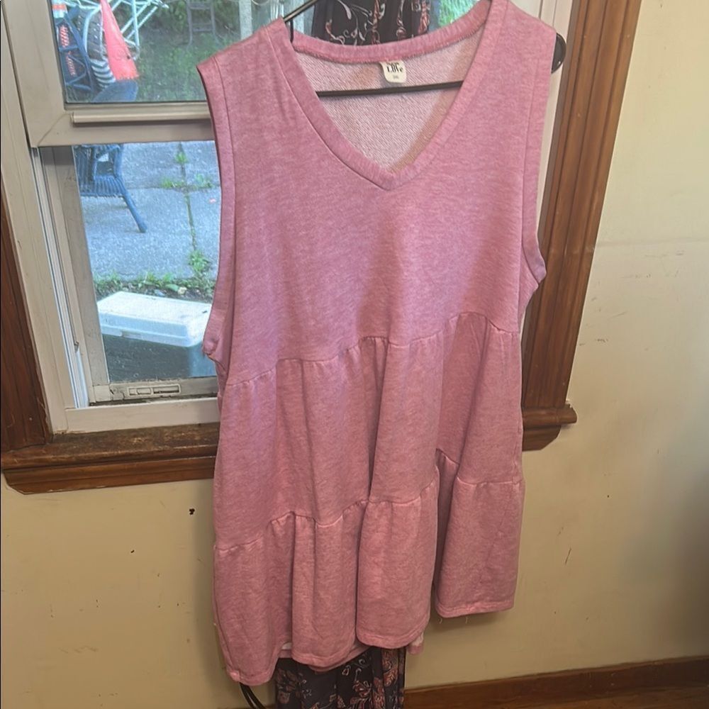 Sew In Love Pink Tiered Sleeveless Tunic